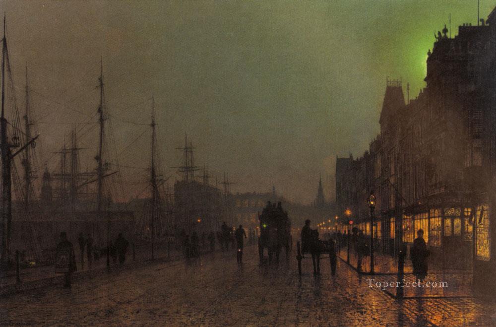 Gourock Near The Clyde Shipping Docks city scenes John Atkinson Grimshaw Oil Paintings